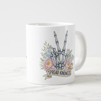 "Verbreite Freundlichkeit" Skelett-Friedenszeichen Jumbo-Tasse