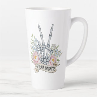 "Verbreite Freundlichkeit" Skelett-Friedenszeichen Milchtasse