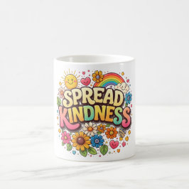 Verbreite Freundlichkeit – Süßer floraler Regenbog Kaffeetasse
