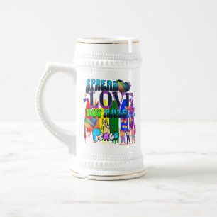 Verbreite Liebe, nicht Hass   LGBTQI+ Pride Bierglas