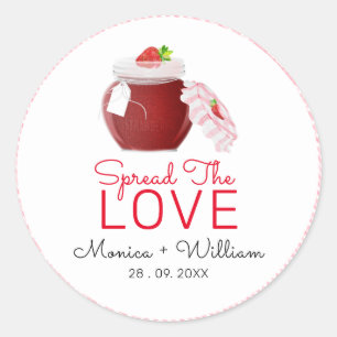 Verbreiten der Liebe Strawberry Jam   Hochzeit Runder Aufkleber