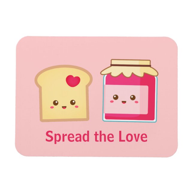 Verbreiten Sie die Liebe mit Niedlich Toast und Ja Magnet (Horizontal)