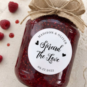 Verbreiten Sie die Liebes-Jam-Gelee-Glas-Hochzeits Runder Aufkleber