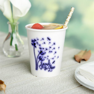 Verbreitung der Liebe Dandelion und Libellen Pappbecher