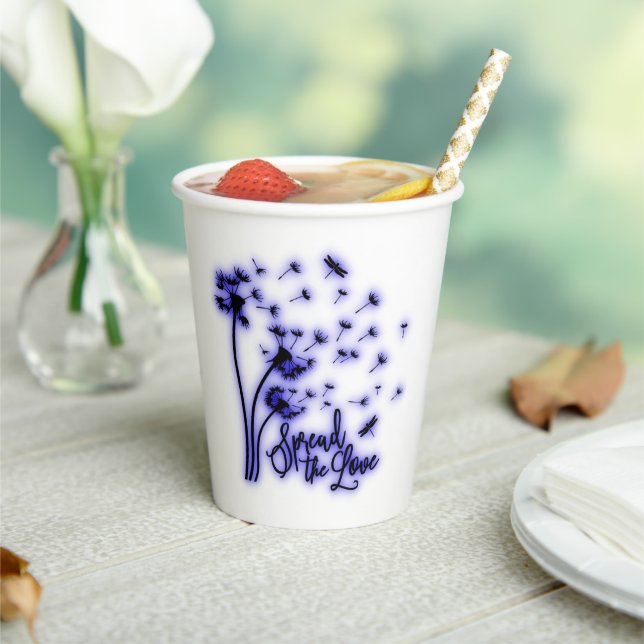 Verbreitung der Liebe Dandelion und Libellen Pappbecher (In Situ)