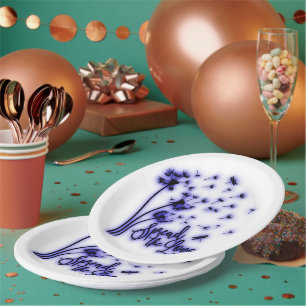 Verbreitung der Liebe Dandelion und Libellen Pappteller