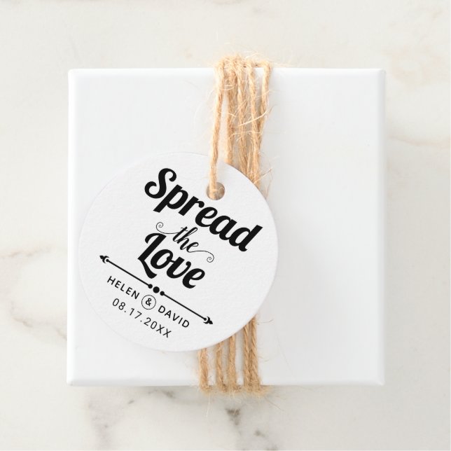 Verbreitung der Liebe elegante Typografie Hochzeit Geschenkanhänger (Beispiel)