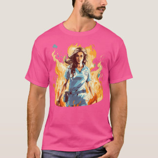 Verbrennung von Krankenschwestern mit Flammen für T-Shirt