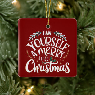 Verbringe eine fröhliche kleine Weihnachtsfeier  Keramikornament