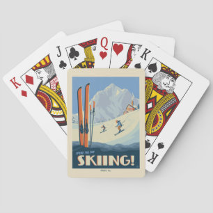 Verbringen Sie den Tag mit Vintage-Skiing Spielkarten