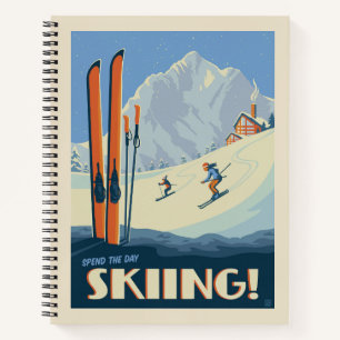 Verbringen Sie den Tag Ski Vintag Notizbuch