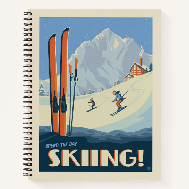 Verbringen Sie den Tag Ski Vintag Notizbuch (Vorderseite)