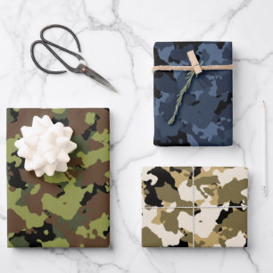 Verbundene Camouflage Geschenkpapier Set