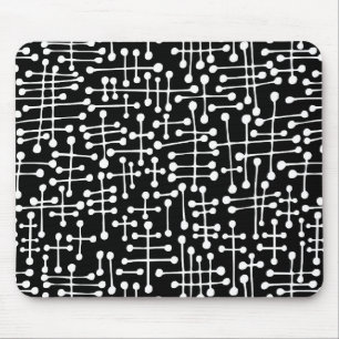 Verbundene Felder - weiß auf schwarz Mousepad