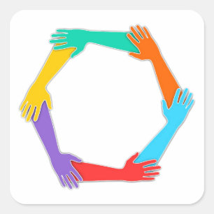 Verbundene Hände Quadratischer Aufkleber