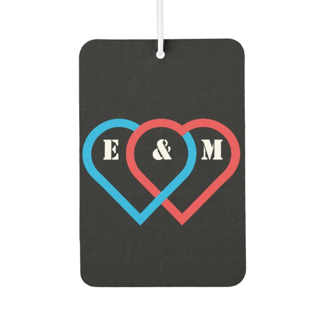 Verbundene Herzen. Buchstaben können individuell a Autolufterfrischer (Vorderseite)