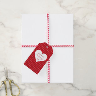Verbundene Herzen mit Valentinsgruß - Geschenkanhänger