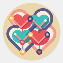 Verbundene Herzen Runder Aufkleber