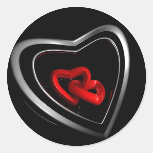 Verbundene Herzen Runder Aufkleber (Vorderseite)