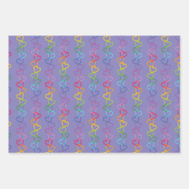 Verbundene Liebe Herz auf lila Hintergrund Geschenkpapier Set