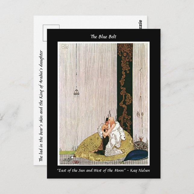 Verbundene Liebhaber begrüßen Jugendstil-Illustrat Postkarte (Vorne/Hinten)