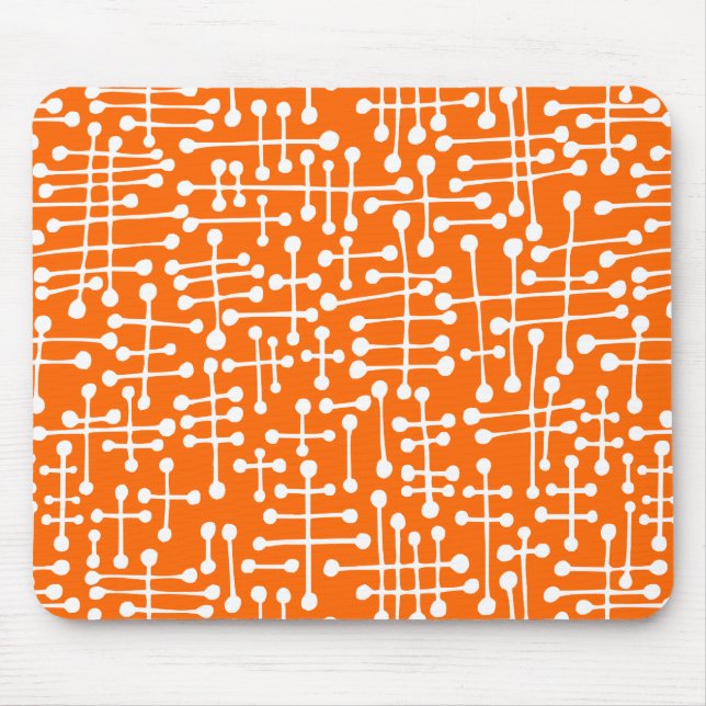 Verbundene Punkte - Weiß auf orange Mousepad (Vorne)