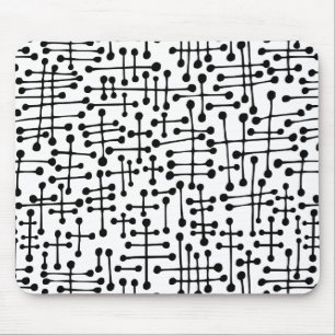 Verbundene Spots - Schwarz auf Weiß Mousepad