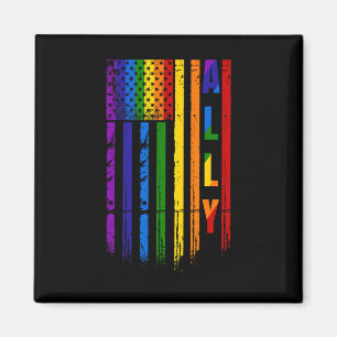 Verbündeter Lgbt Lgbtq Regenbogen Stolz Amerikanis Magnet