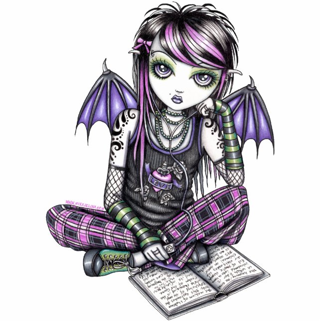 Verbündeter niedliche Emo feenhafte Freistehende Fotoskulptur (Vorne)