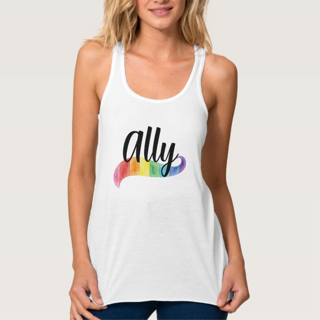 Verbündeter oder Benutzername LGBTQ Unterstützer R Tank Top (Vorderseite)