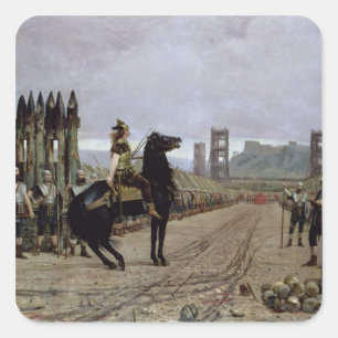 Vercingetorix vor Caesar, 52 v. Chr., 1886 Quadratischer Aufkleber