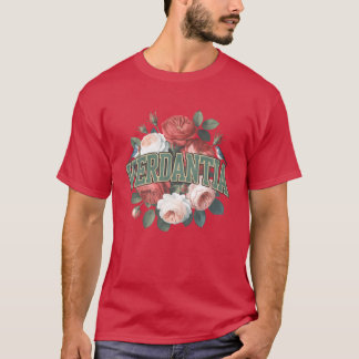 Verda Floral Emblem mit Vogeldesign Vintag T-Shirt