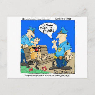 Verdächtiges Paket Lustiger Polizei Cartoon Gesche Postkarte