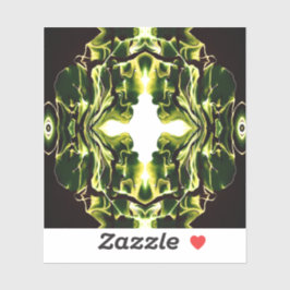 Verdant Abstract Green Gold Black White Fluid Art Aufkleber