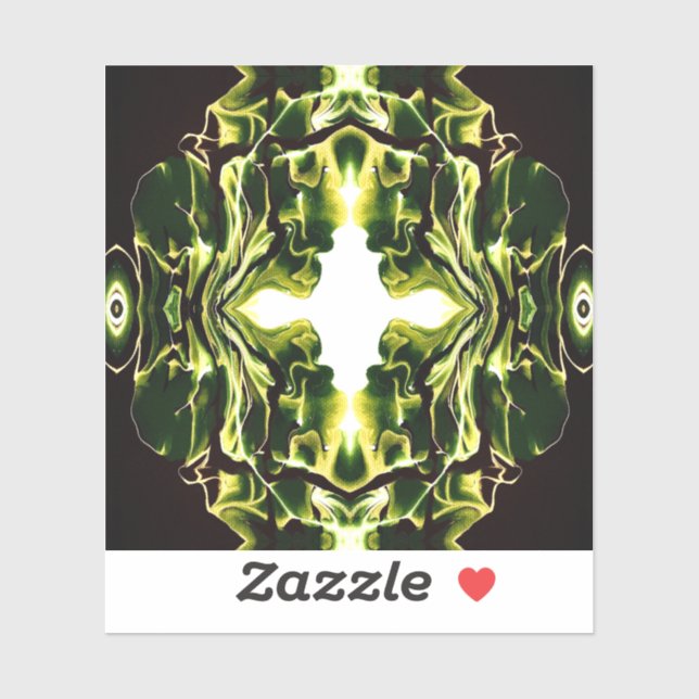 Verdant Abstract Green Gold Black White Fluid Art Aufkleber (Blatt)