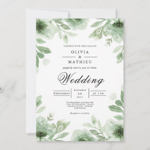 Verdant Bloom Botanical Romance Wedding Einladung