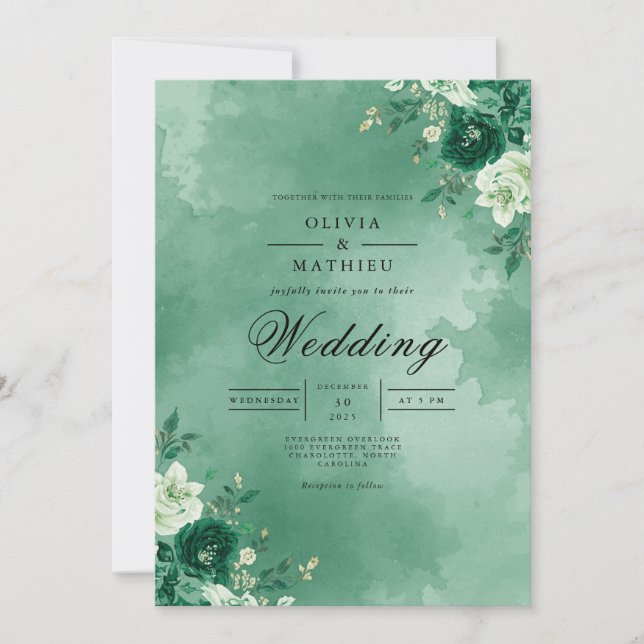 Verdant Bloom Botanical Wedding Einladung (Vorderseite)