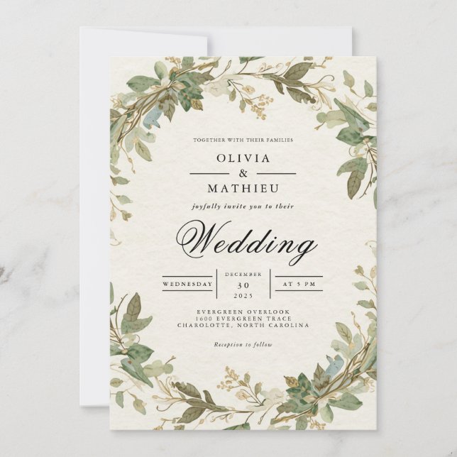 Verdant Botanical Archway Wedding Einladung (Vorderseite)