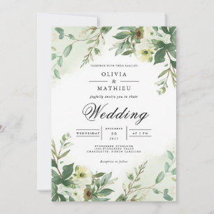 Verdant Botanical Blossom Wedding Einladung