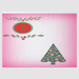 Verdant Christmas Tree Green Holly Muster Seidenpapier