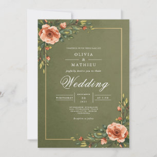 Verdant Floral Blüh Wedding Einladung