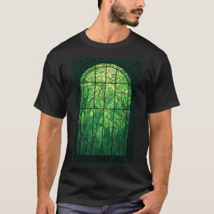 Verdant Glow: Ein festes Glasfenster in der Natur T-Shirt