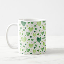 Verdant Hearts: Hand-Painted Emerald & Gold Kaffeetasse