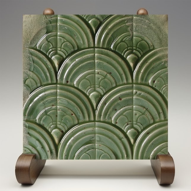 Verdant Jade Art Nouveau Inspirierte Keramik Tile Fliese (Von Creator hochgeladen)