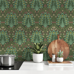 Verdant Peacocks Art Nouveau Wallpaper Tapete