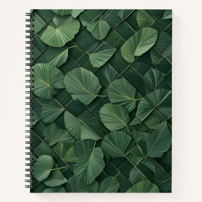 Verdant Rhythm: Tropical Leaf Grid Notizbuch (Vorderseite)