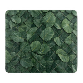 Verdant Rhythm: Tropical Leaf Grid Schneidebrett
