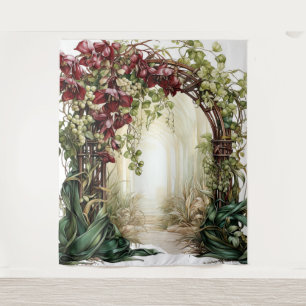 Verdant Romance Custom Wedding Background Wandteppich