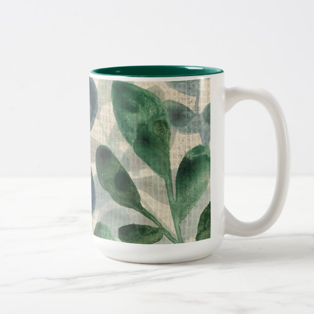 Verdant Sophisticiness - Tropische Blätter Zweifarbige Tasse (Rechts)