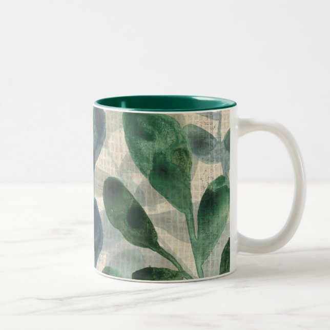 Verdant Sophisticiness - Tropische Blätter Zweifarbige Tasse (Rechts)